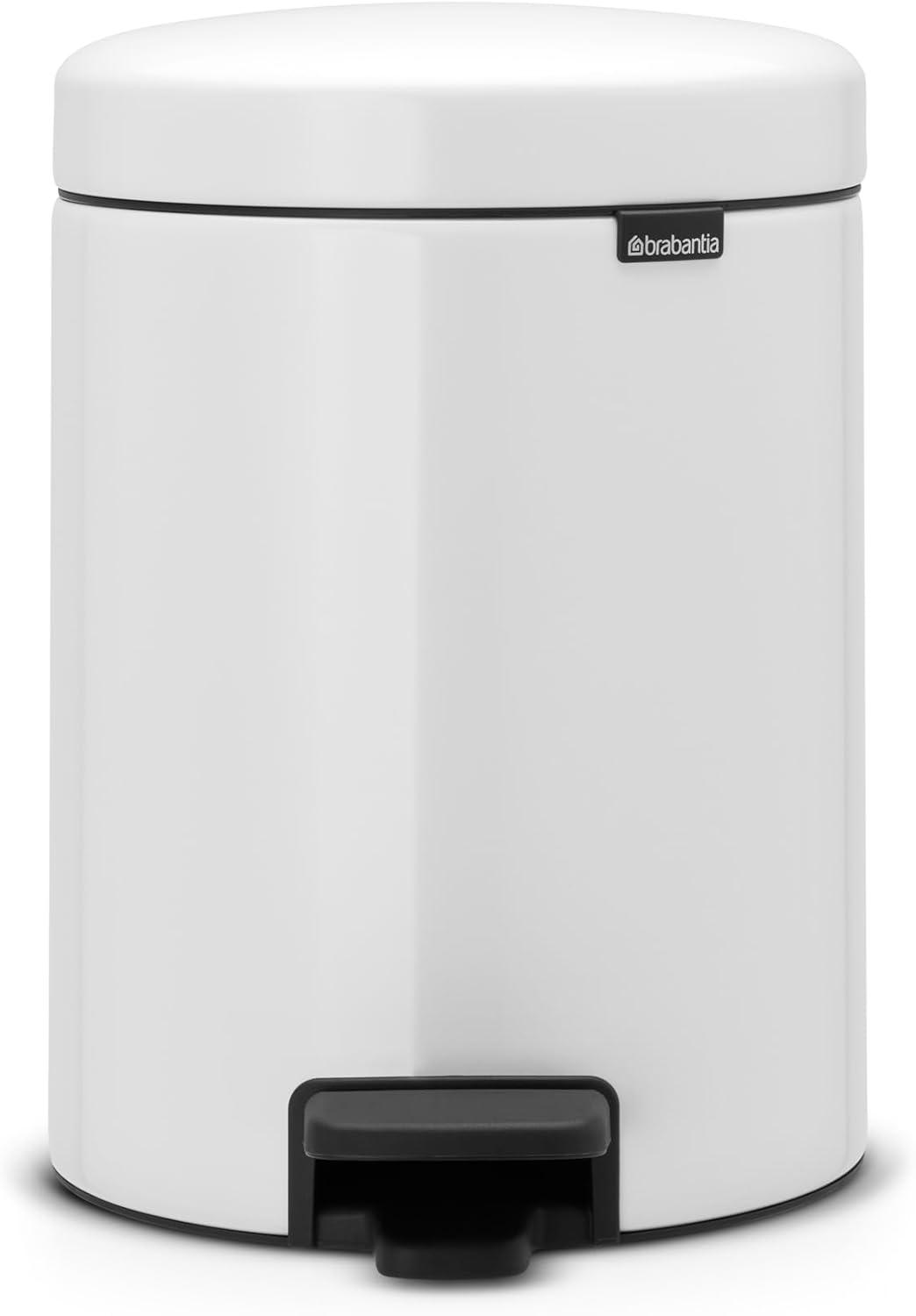 image:imageBrabantia StepOn XS Trash Can Metallic Gold 08 Gallon 3L Bathroom Bedroom Office Trash Can with Light Pedal Opening Handle amp Removable Inner Bucket 66 x 93 x 104 Trash BagsWhite