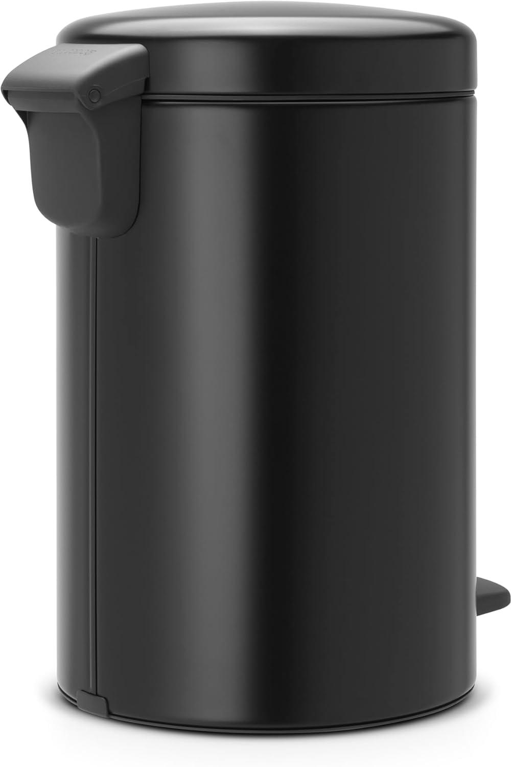 image:imageBrabantia StepOn XS Trash Can Metallic Gold 08 Gallon 3L Bathroom Bedroom Office Trash Can with Light Pedal Opening Handle amp Removable Inner Bucket 66 x 93 x 104 Trash BagsMatt Black