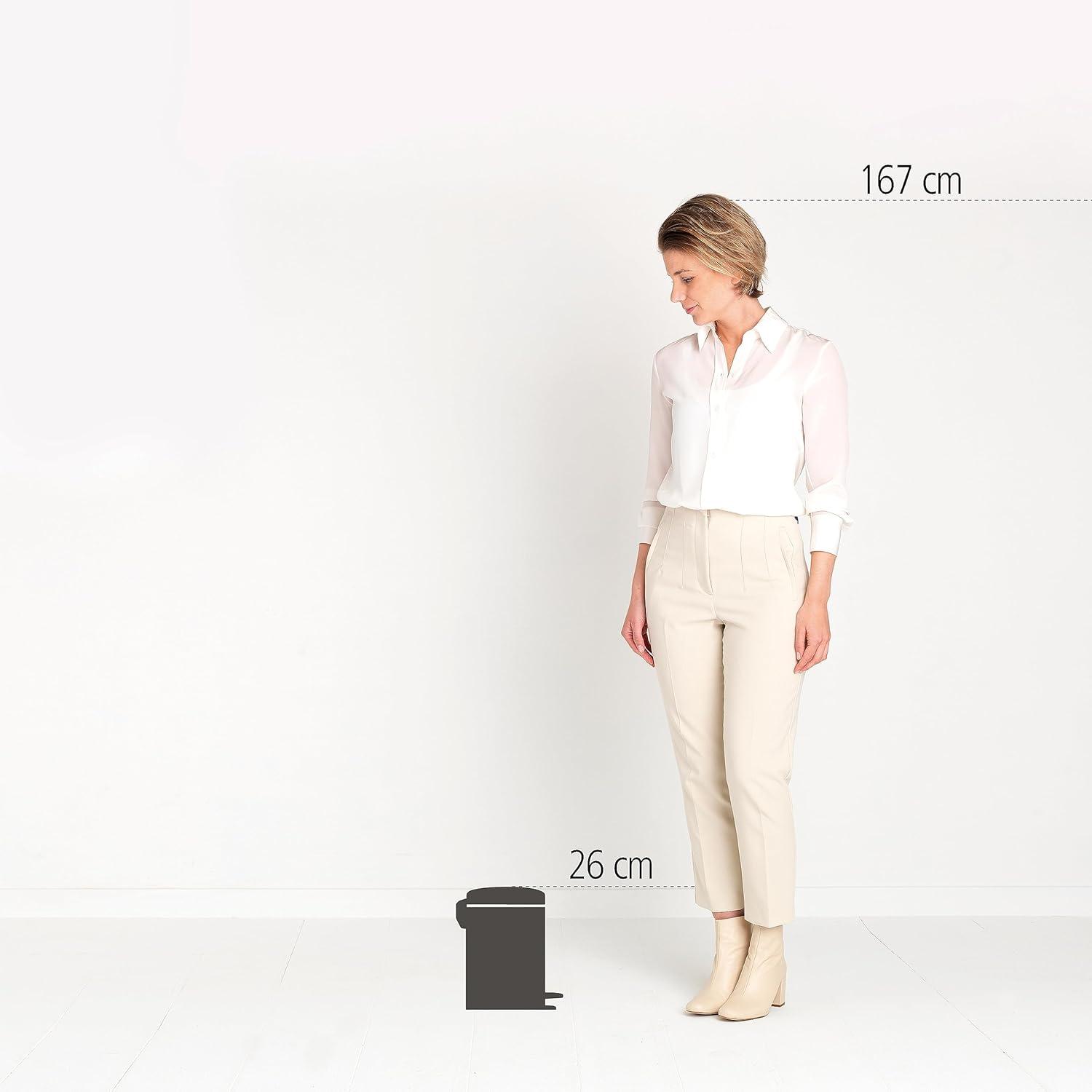 image:imageBrabantia StepOn XS Trash Can Metallic Gold 08 Gallon 3L Bathroom Bedroom Office Trash Can with Light Pedal Opening Handle amp Removable Inner Bucket 66 x 93 x 104 Trash BagsBrilliant Steel