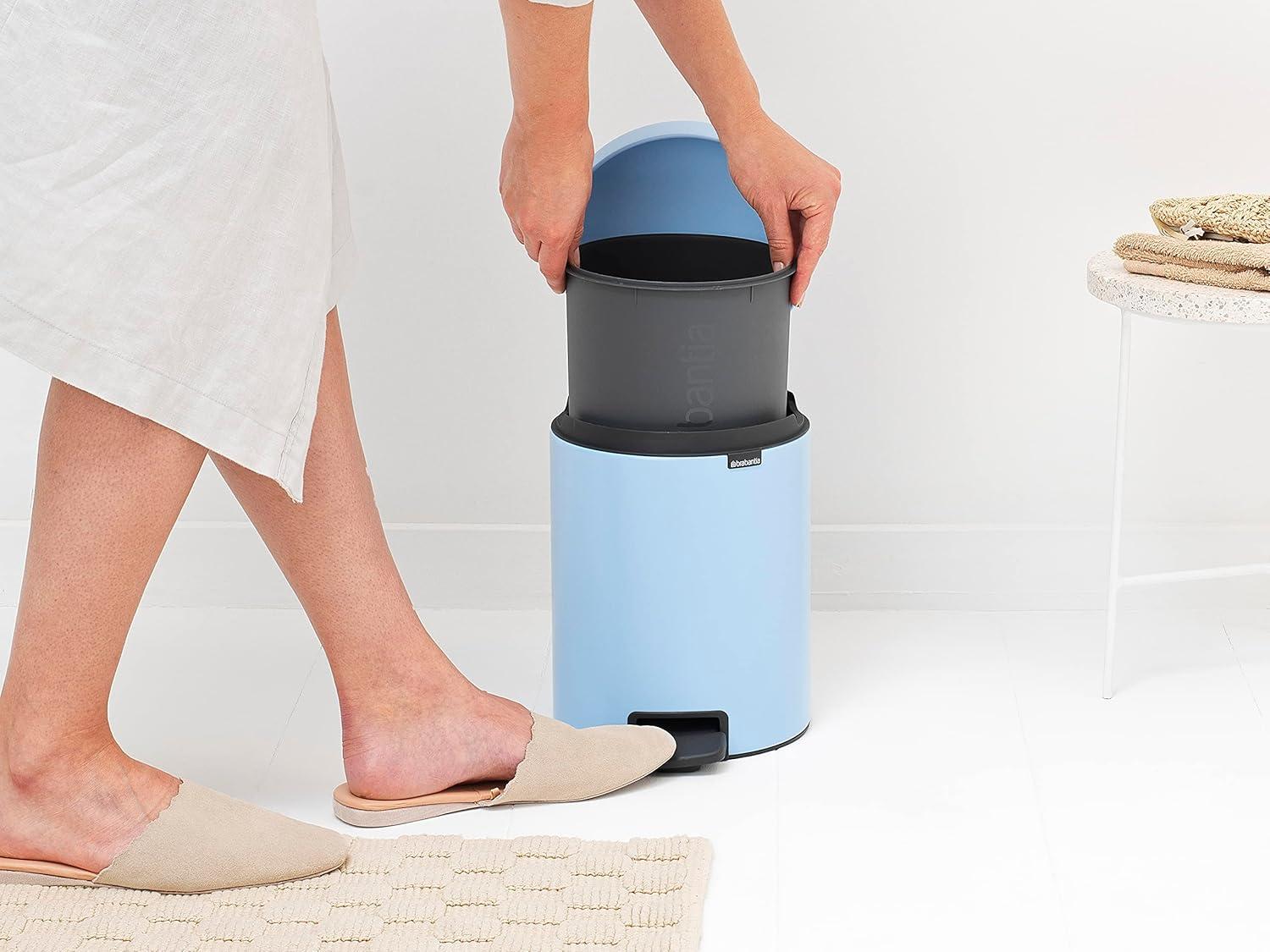 image:imageBrabantia StepOn XS Trash Can Metallic Gold 08 Gallon 3L Bathroom Bedroom Office Trash Can with Light Pedal Opening Handle amp Removable Inner Bucket 66 x 93 x 104 Trash BagsDreamy Blue