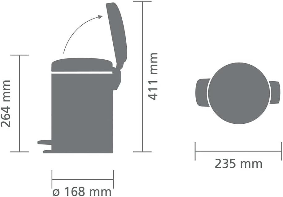 image:imageBrabantia StepOn XS Trash Can Metallic Gold 08 Gallon 3L Bathroom Bedroom Office Trash Can with Light Pedal Opening Handle amp Removable Inner Bucket 66 x 93 x 104 Trash BagsBrilliant Steel