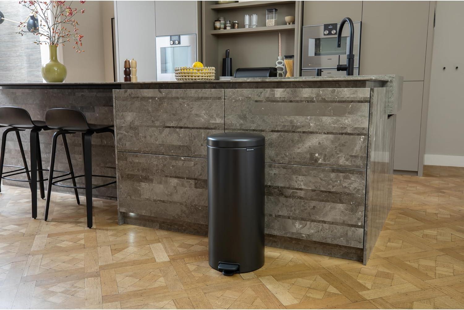 image:imageBrabantia StepOn XS Trash Can Metallic Gold 08 Gallon 3L Bathroom Bedroom Office Trash Can with Light Pedal Opening Handle amp Removable Inner Bucket 66 x 93 x 104 Trash BagsConfident Gray