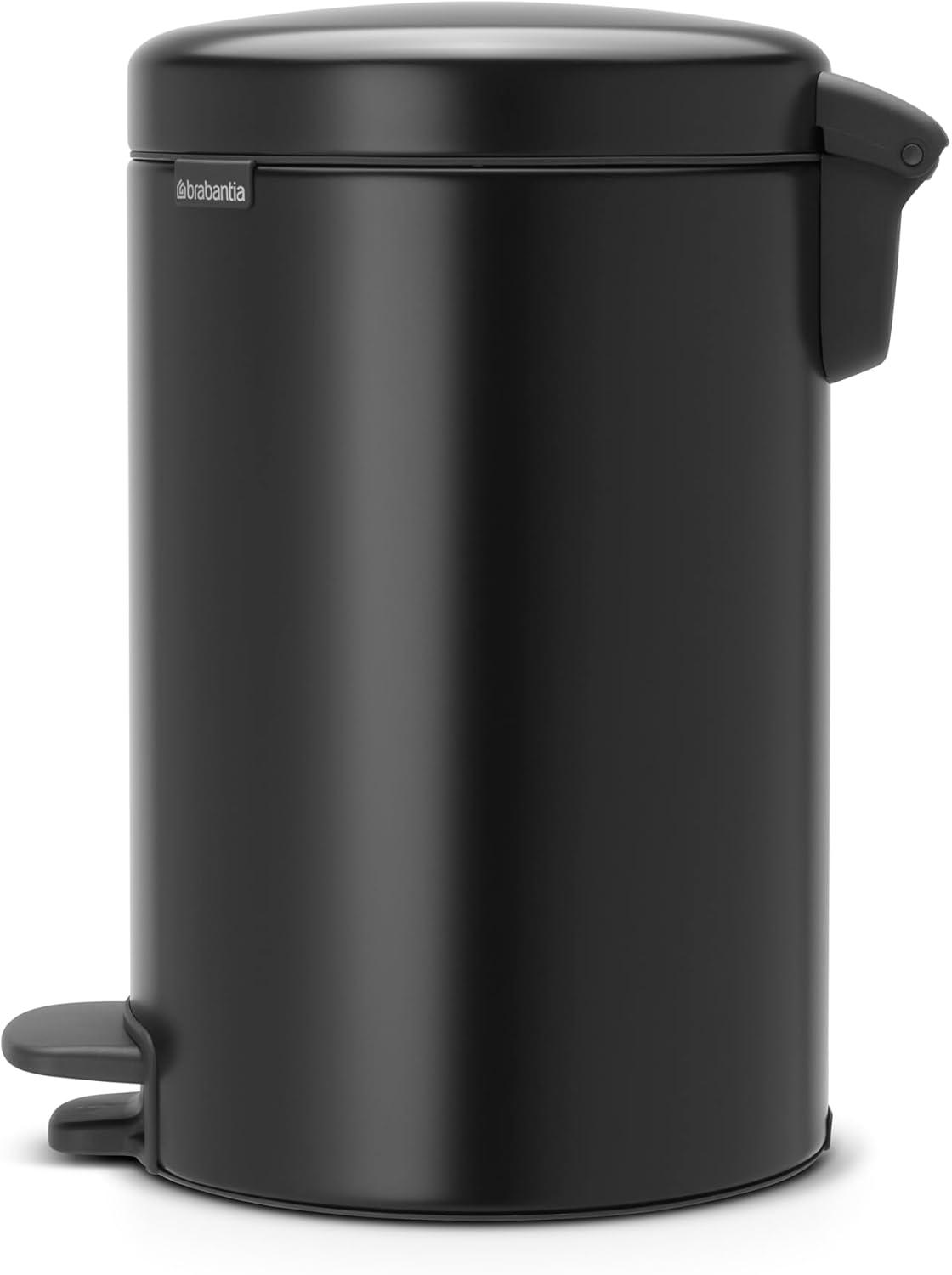 image:imageBrabantia StepOn XS Trash Can Metallic Gold 08 Gallon 3L Bathroom Bedroom Office Trash Can with Light Pedal Opening Handle amp Removable Inner Bucket 66 x 93 x 104 Trash BagsMatt Black