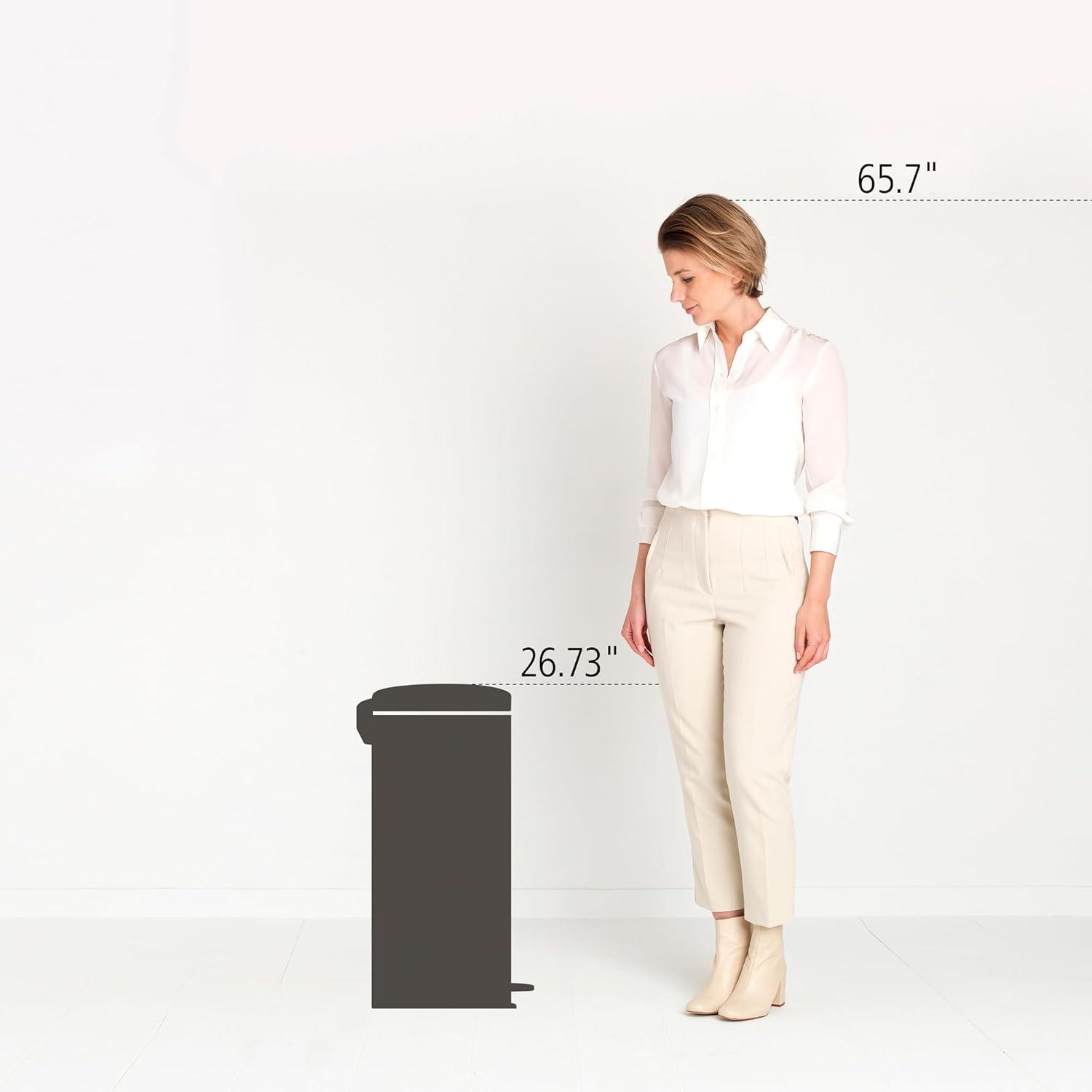 image:imageBrabantia StepOn XS Trash Can Metallic Gold 08 Gallon 3L Bathroom Bedroom Office Trash Can with Light Pedal Opening Handle amp Removable Inner Bucket 66 x 93 x 104 Trash BagsMatt Black