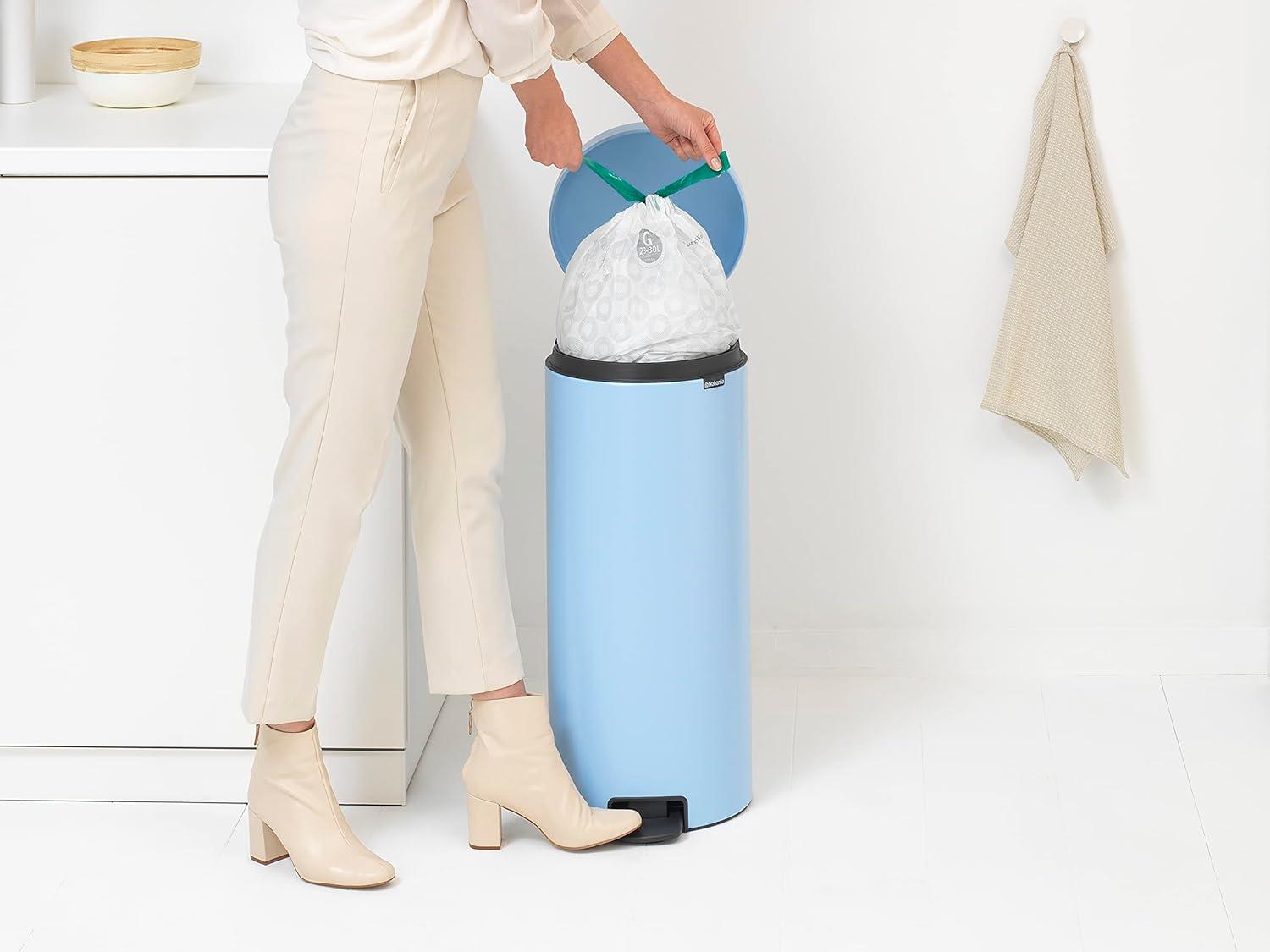 image:imageBrabantia StepOn XS Trash Can Metallic Gold 08 Gallon 3L Bathroom Bedroom Office Trash Can with Light Pedal Opening Handle amp Removable Inner Bucket 66 x 93 x 104 Trash BagsDreamy Blue