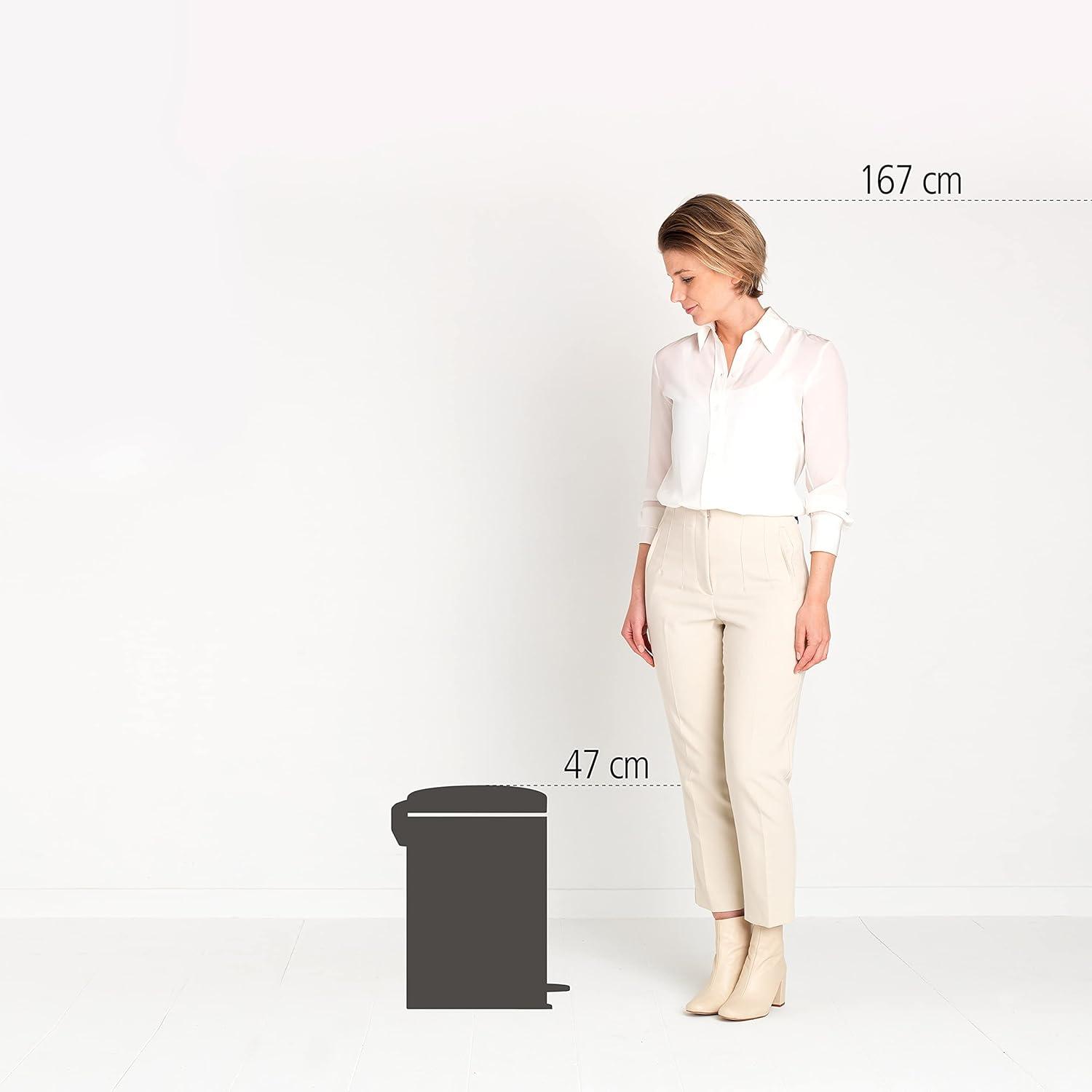 image:imageBrabantia StepOn XS Trash Can Metallic Gold 08 Gallon 3L Bathroom Bedroom Office Trash Can with Light Pedal Opening Handle amp Removable Inner Bucket 66 x 93 x 104 Trash BagsMatt Steel