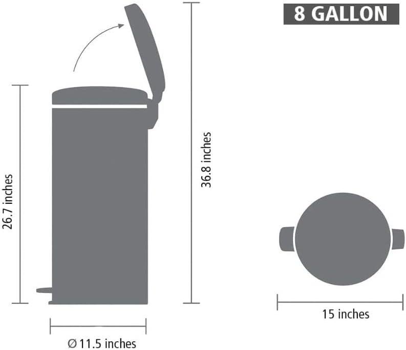 image:imageBrabantia StepOn XS Trash Can Metallic Gold 08 Gallon 3L Bathroom Bedroom Office Trash Can with Light Pedal Opening Handle amp Removable Inner Bucket 66 x 93 x 104 Trash BagsMatt Black