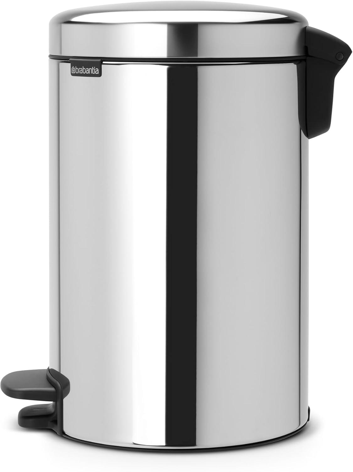 image:imageBrabantia StepOn XS Trash Can Metallic Gold 08 Gallon 3L Bathroom Bedroom Office Trash Can with Light Pedal Opening Handle amp Removable Inner Bucket 66 x 93 x 104 Trash BagsBrilliant Steel