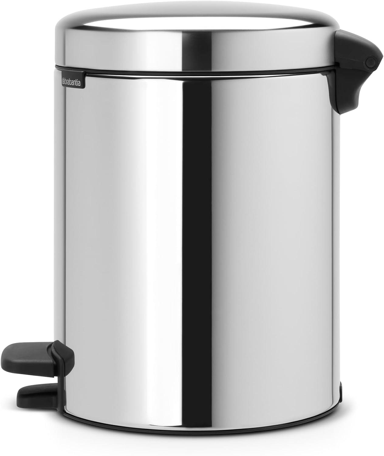 image:imageBrabantia StepOn XS Trash Can Metallic Gold 08 Gallon 3L Bathroom Bedroom Office Trash Can with Light Pedal Opening Handle amp Removable Inner Bucket 66 x 93 x 104 Trash BagsBrilliant Steel