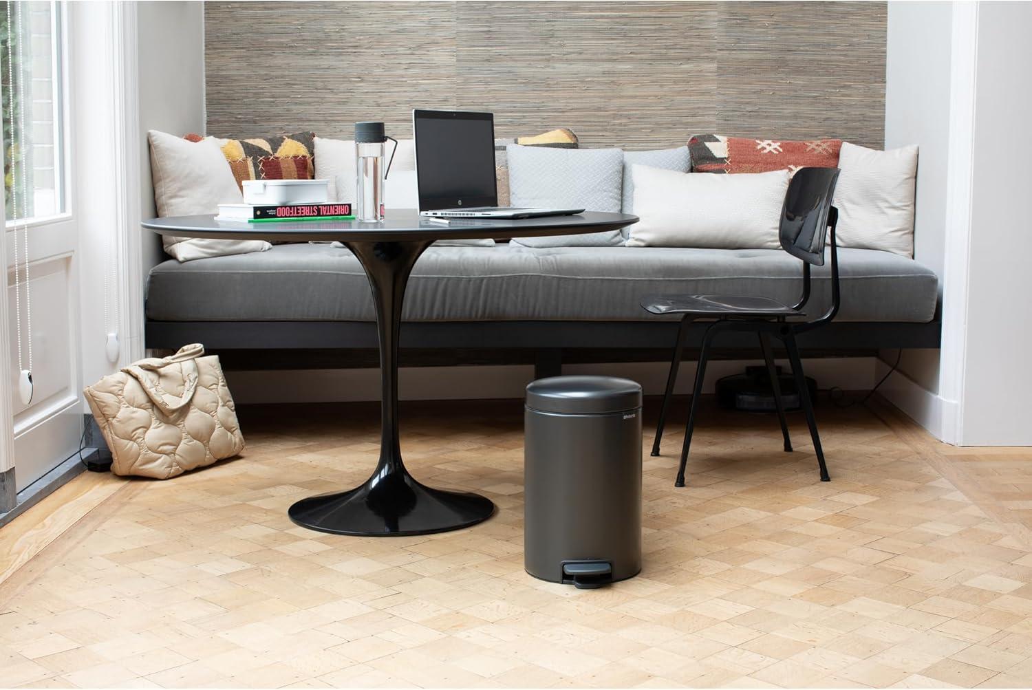 image:imageBrabantia StepOn XS Trash Can Metallic Gold 08 Gallon 3L Bathroom Bedroom Office Trash Can with Light Pedal Opening Handle amp Removable Inner Bucket 66 x 93 x 104 Trash BagsConfident Gray
