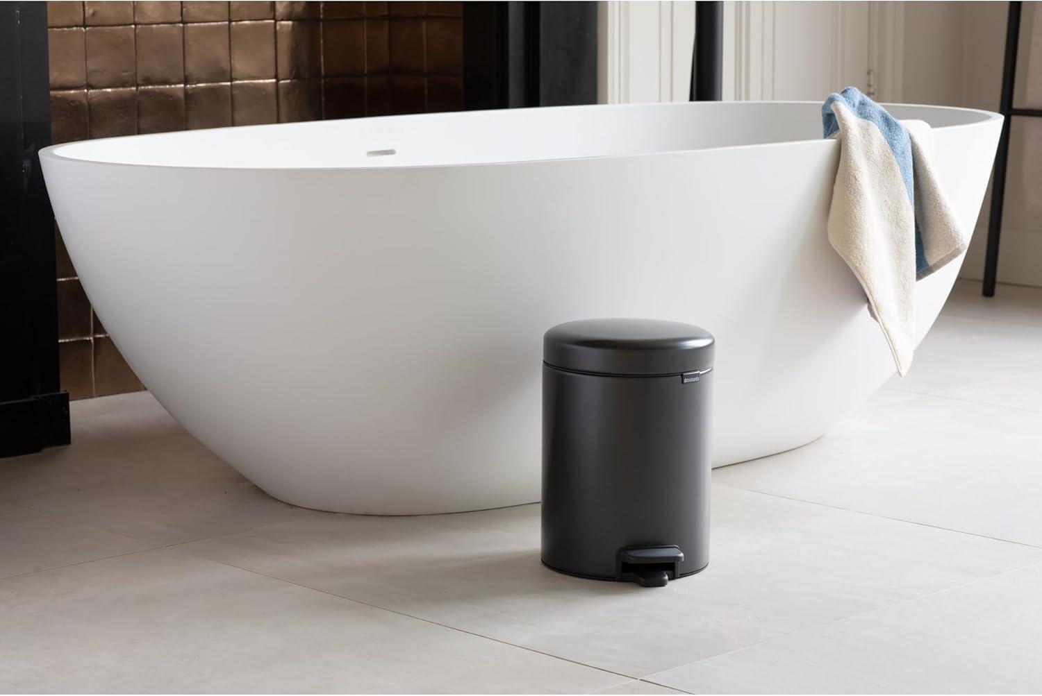 image:imageBrabantia StepOn XS Trash Can Metallic Gold 08 Gallon 3L Bathroom Bedroom Office Trash Can with Light Pedal Opening Handle amp Removable Inner Bucket 66 x 93 x 104 Trash BagsConfident Gray