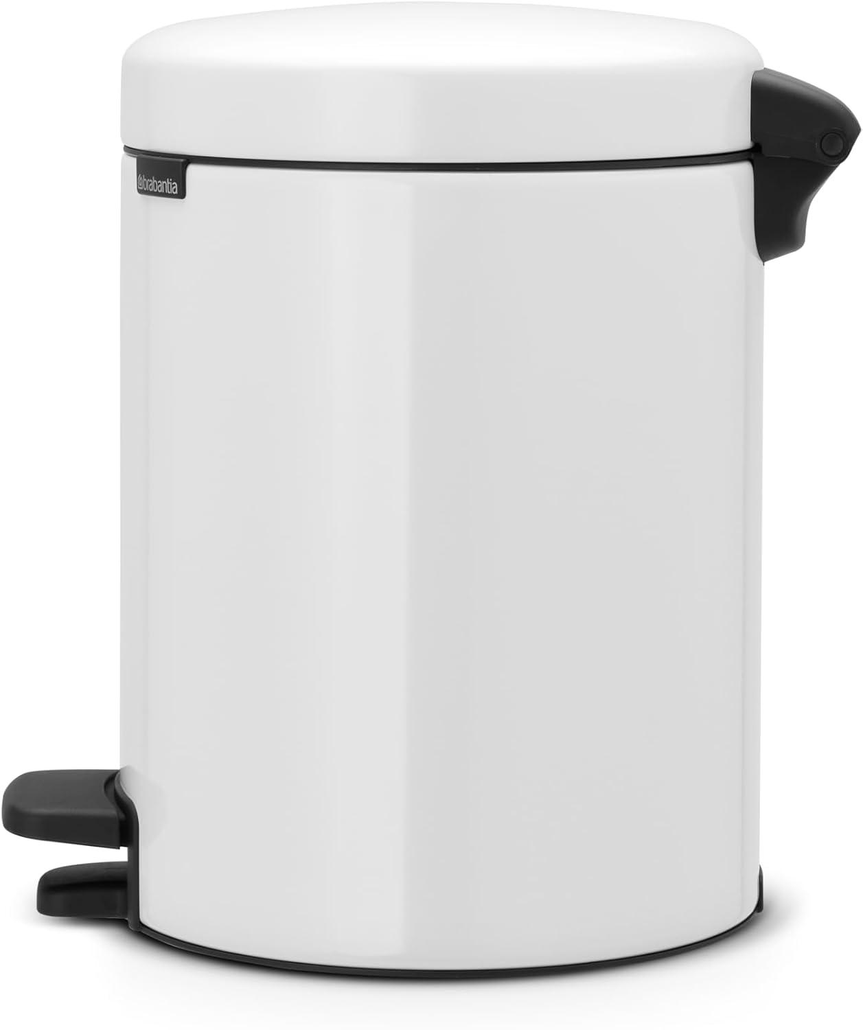 image:imageBrabantia StepOn XS Trash Can Metallic Gold 08 Gallon 3L Bathroom Bedroom Office Trash Can with Light Pedal Opening Handle amp Removable Inner Bucket 66 x 93 x 104 Trash BagsWhite