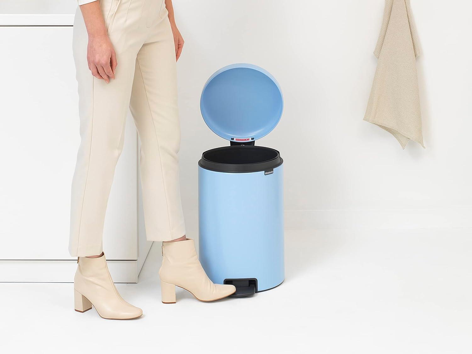 image:imageBrabantia StepOn XS Trash Can Metallic Gold 08 Gallon 3L Bathroom Bedroom Office Trash Can with Light Pedal Opening Handle amp Removable Inner Bucket 66 x 93 x 104 Trash BagsDreamy Blue