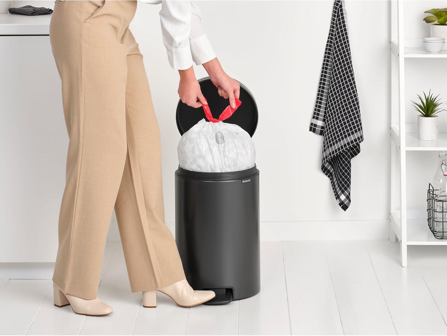 image:imageBrabantia StepOn XS Trash Can Metallic Gold 08 Gallon 3L Bathroom Bedroom Office Trash Can with Light Pedal Opening Handle amp Removable Inner Bucket 66 x 93 x 104 Trash BagsConfident Gray