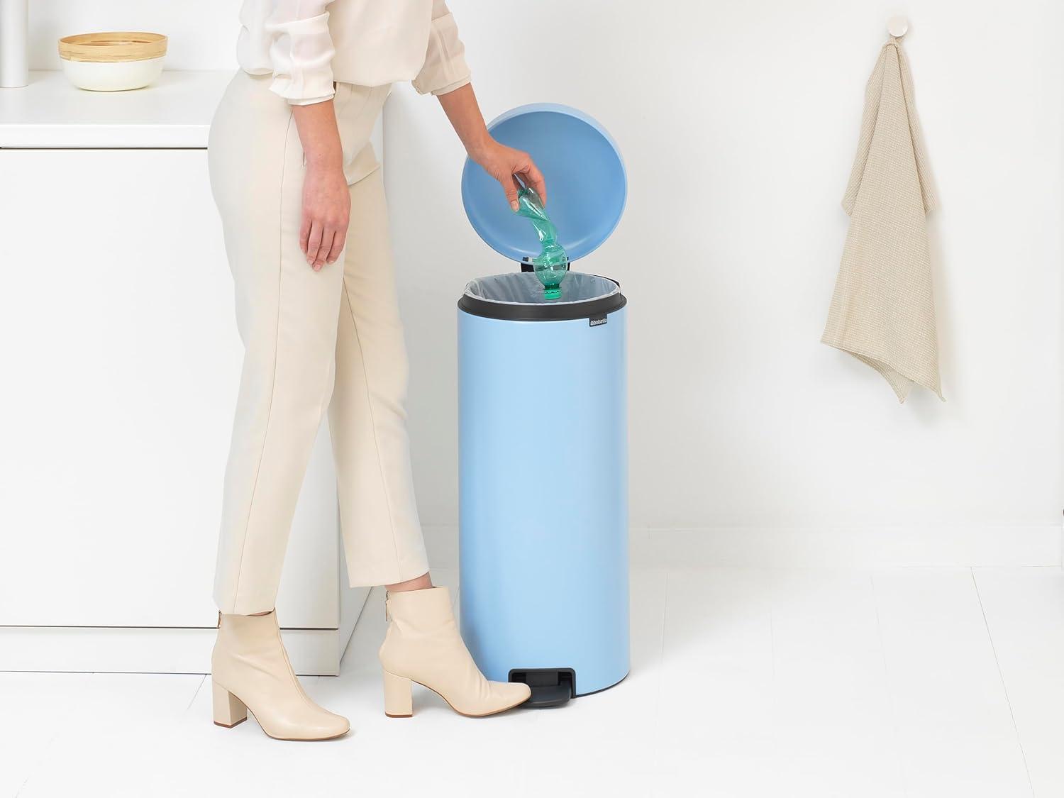 image:imageBrabantia StepOn XS Trash Can Metallic Gold 08 Gallon 3L Bathroom Bedroom Office Trash Can with Light Pedal Opening Handle amp Removable Inner Bucket 66 x 93 x 104 Trash BagsDreamy Blue