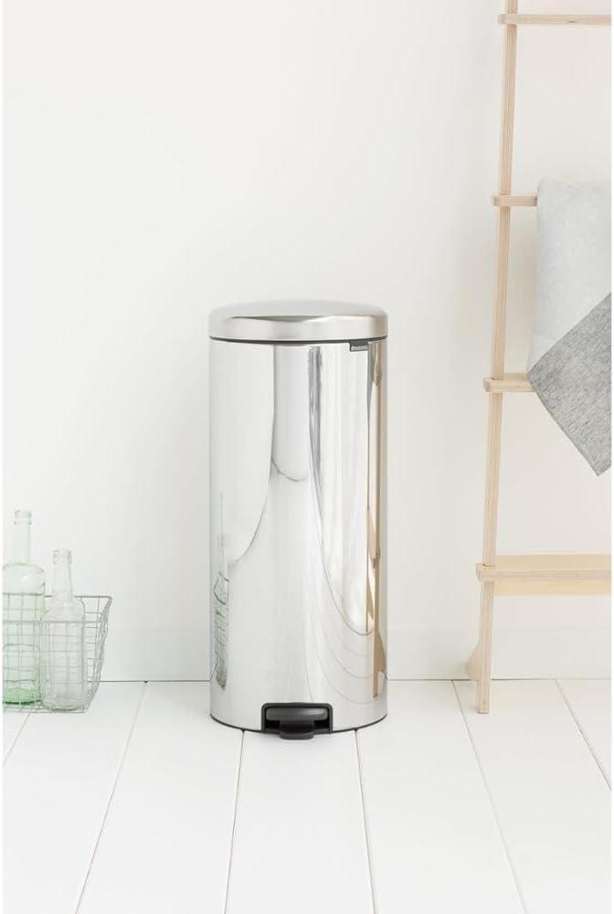 image:imageBrabantia StepOn XS Trash Can Metallic Gold 08 Gallon 3L Bathroom Bedroom Office Trash Can with Light Pedal Opening Handle amp Removable Inner Bucket 66 x 93 x 104 Trash BagsBrilliant Steel