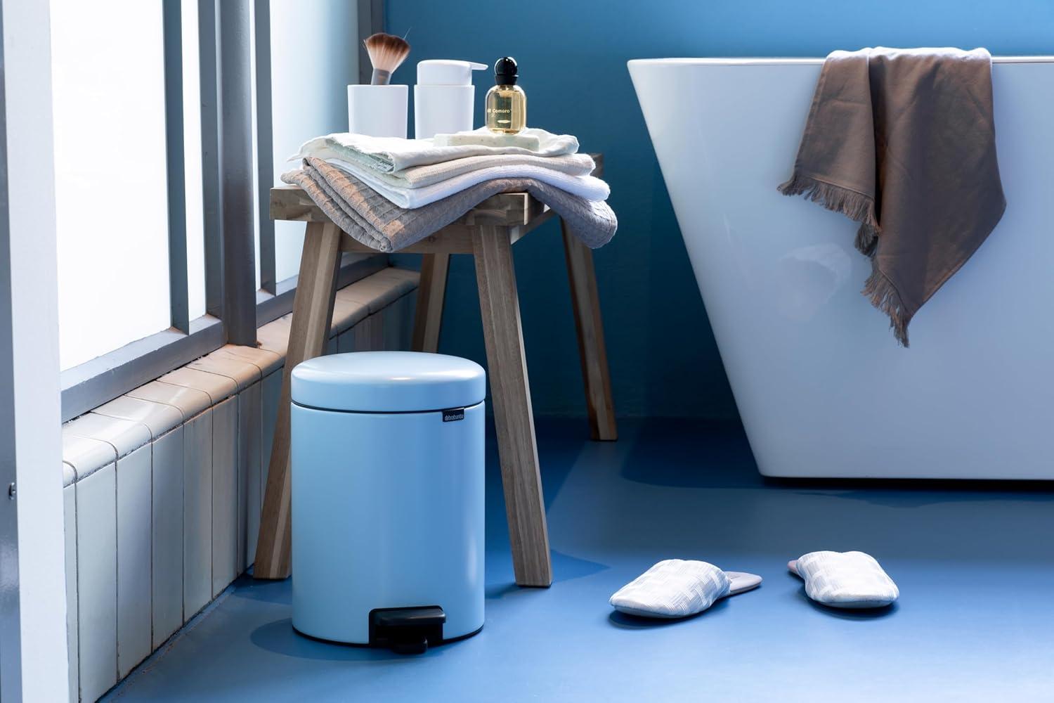 image:imageBrabantia StepOn XS Trash Can Metallic Gold 08 Gallon 3L Bathroom Bedroom Office Trash Can with Light Pedal Opening Handle amp Removable Inner Bucket 66 x 93 x 104 Trash BagsDreamy Blue