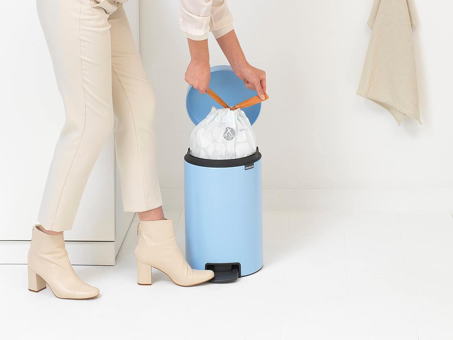 image:imageBrabantia StepOn XS Trash Can Metallic Gold 08 Gallon 3L Bathroom Bedroom Office Trash Can with Light Pedal Opening Handle amp Removable Inner Bucket 66 x 93 x 104 Trash BagsDreamy Blue