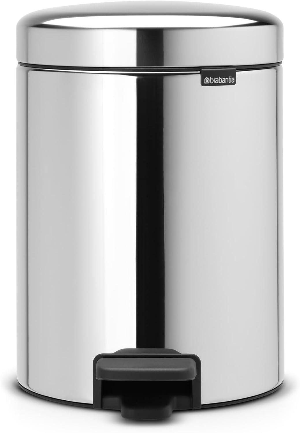 image:imageBrabantia StepOn XS Trash Can Metallic Gold 08 Gallon 3L Bathroom Bedroom Office Trash Can with Light Pedal Opening Handle amp Removable Inner Bucket 66 x 93 x 104 Trash BagsBrilliant Steel