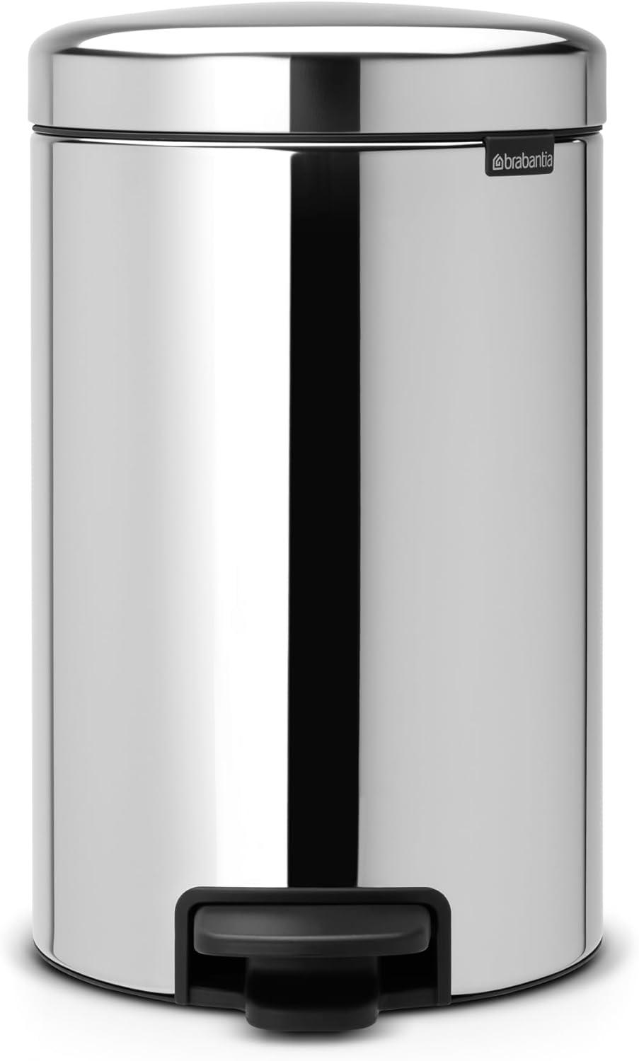 image:imageBrabantia StepOn XS Trash Can Metallic Gold 08 Gallon 3L Bathroom Bedroom Office Trash Can with Light Pedal Opening Handle amp Removable Inner Bucket 66 x 93 x 104 Trash BagsBrilliant Steel
