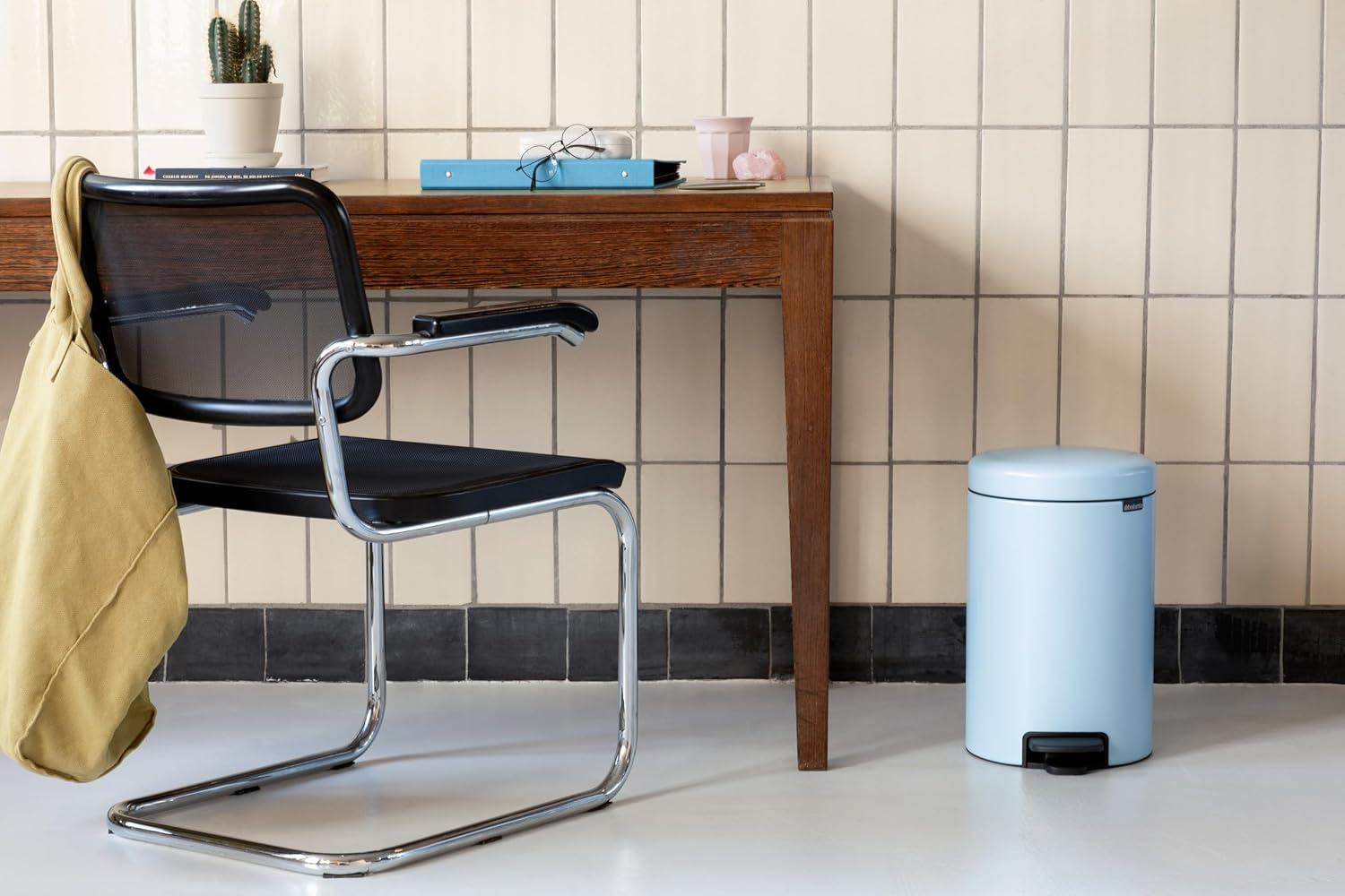 image:imageBrabantia StepOn XS Trash Can Metallic Gold 08 Gallon 3L Bathroom Bedroom Office Trash Can with Light Pedal Opening Handle amp Removable Inner Bucket 66 x 93 x 104 Trash BagsDreamy Blue