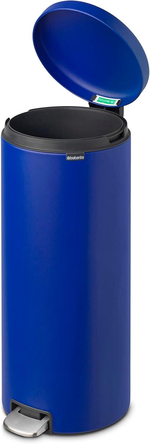 image:imageBrabantia StepOn XS Trash Can Metallic Gold 08 Gallon 3L Bathroom Bedroom Office Trash Can with Light Pedal Opening Handle amp Removable Inner Bucket 66 x 93 x 104 Trash BagsMineral Powerful Blue