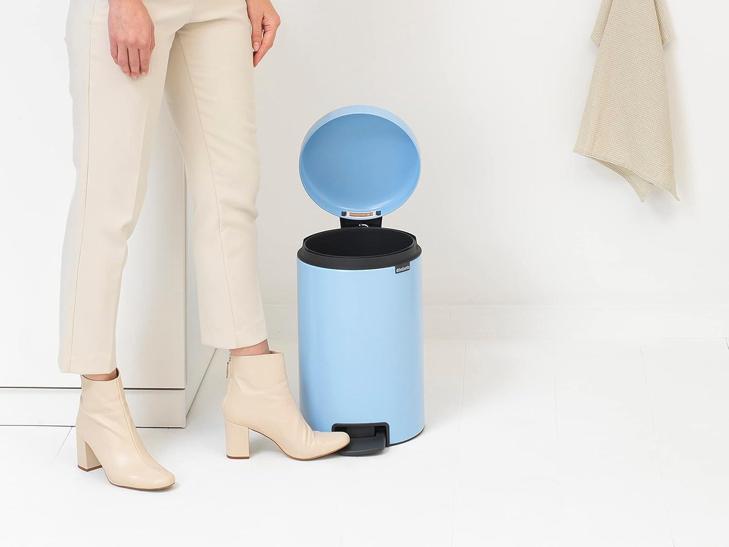image:imageBrabantia StepOn XS Trash Can Metallic Gold 08 Gallon 3L Bathroom Bedroom Office Trash Can with Light Pedal Opening Handle amp Removable Inner Bucket 66 x 93 x 104 Trash BagsDreamy Blue