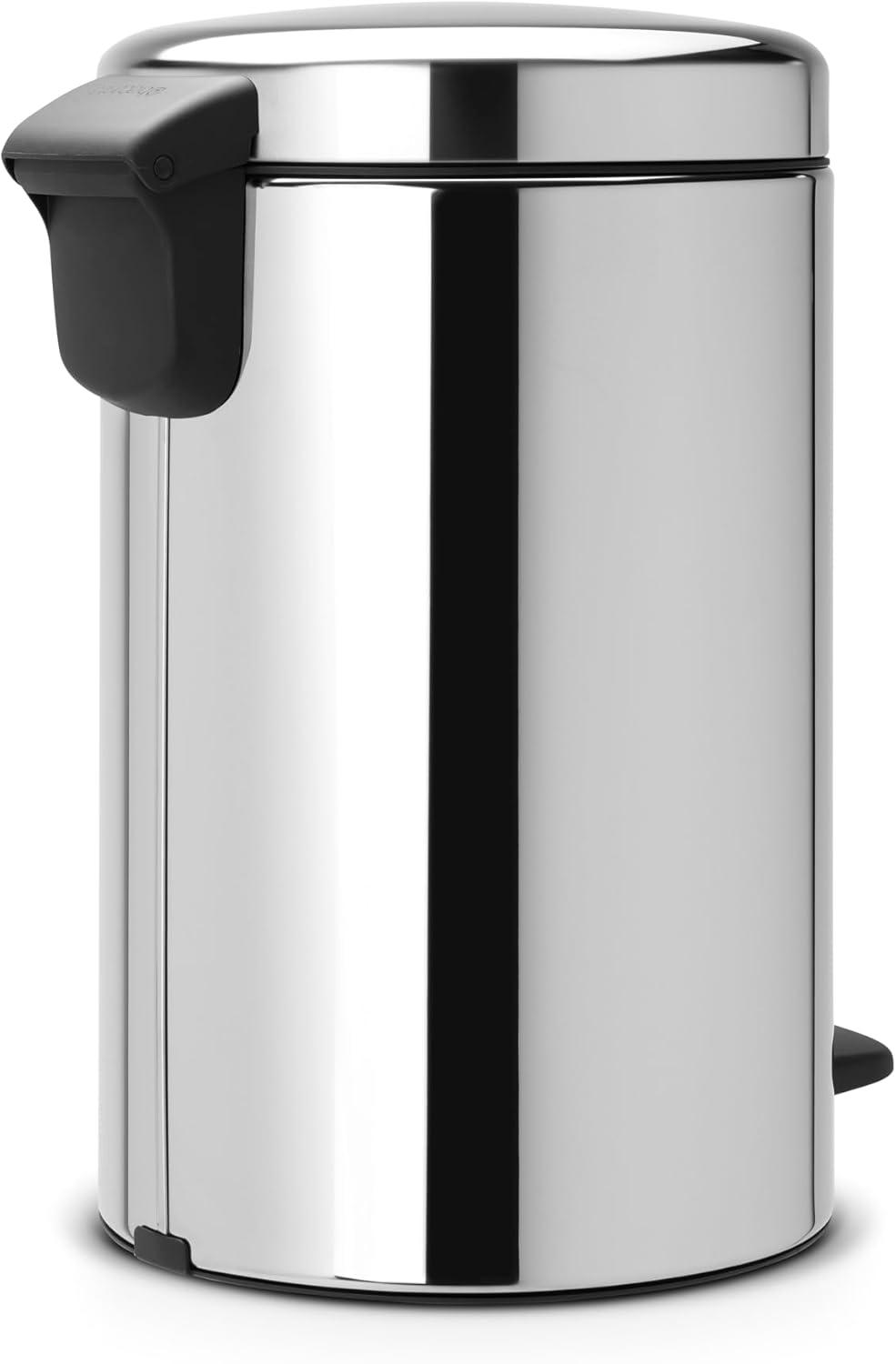 image:imageBrabantia StepOn XS Trash Can Metallic Gold 08 Gallon 3L Bathroom Bedroom Office Trash Can with Light Pedal Opening Handle amp Removable Inner Bucket 66 x 93 x 104 Trash BagsBrilliant Steel