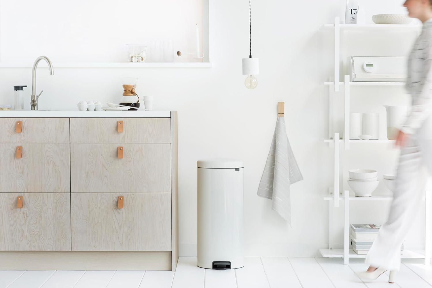 image:imageBrabantia StepOn XS Trash Can Metallic Gold 08 Gallon 3L Bathroom Bedroom Office Trash Can with Light Pedal Opening Handle amp Removable Inner Bucket 66 x 93 x 104 Trash BagsWhite
