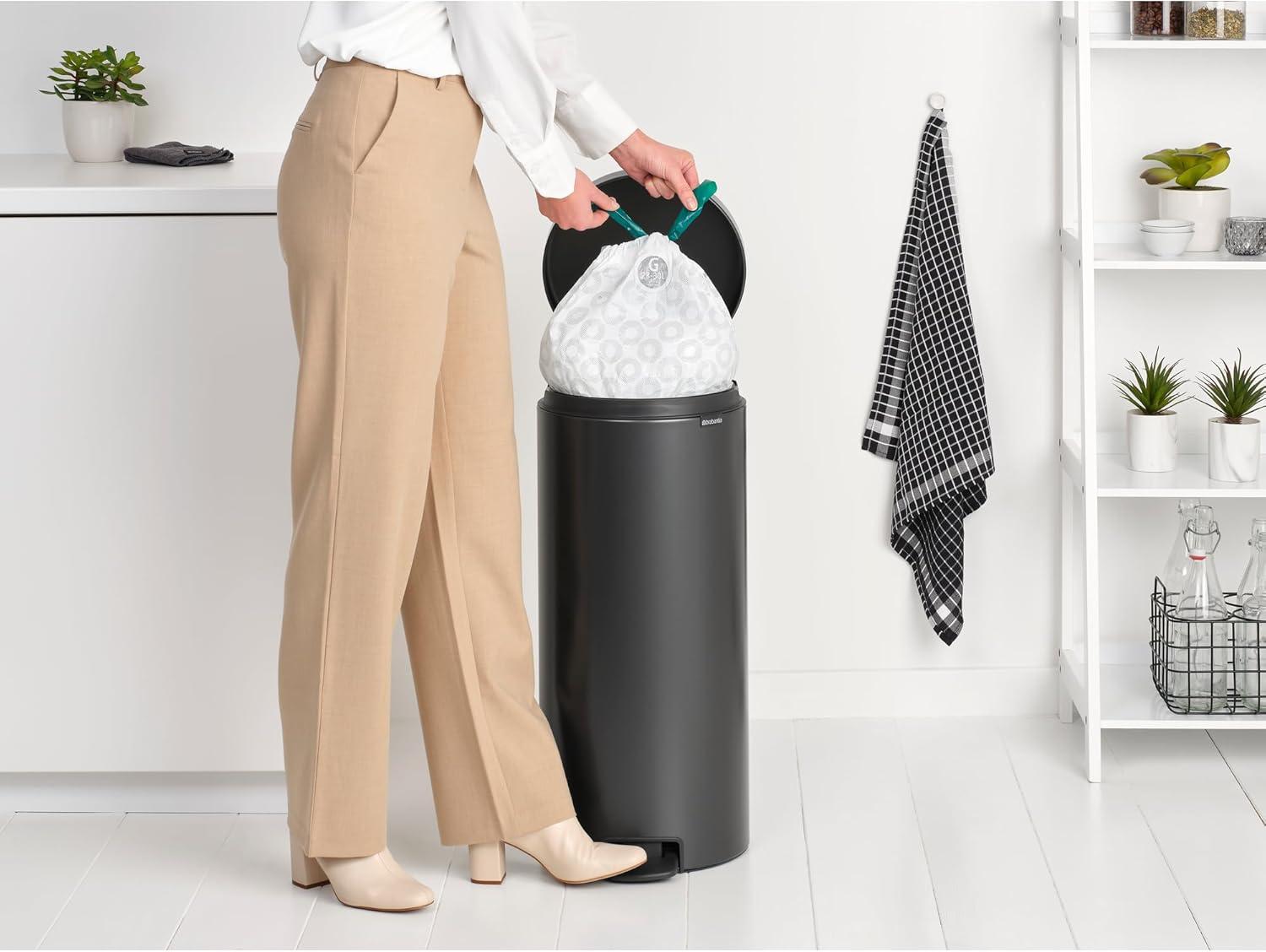 image:imageBrabantia StepOn XS Trash Can Metallic Gold 08 Gallon 3L Bathroom Bedroom Office Trash Can with Light Pedal Opening Handle amp Removable Inner Bucket 66 x 93 x 104 Trash BagsConfident Gray