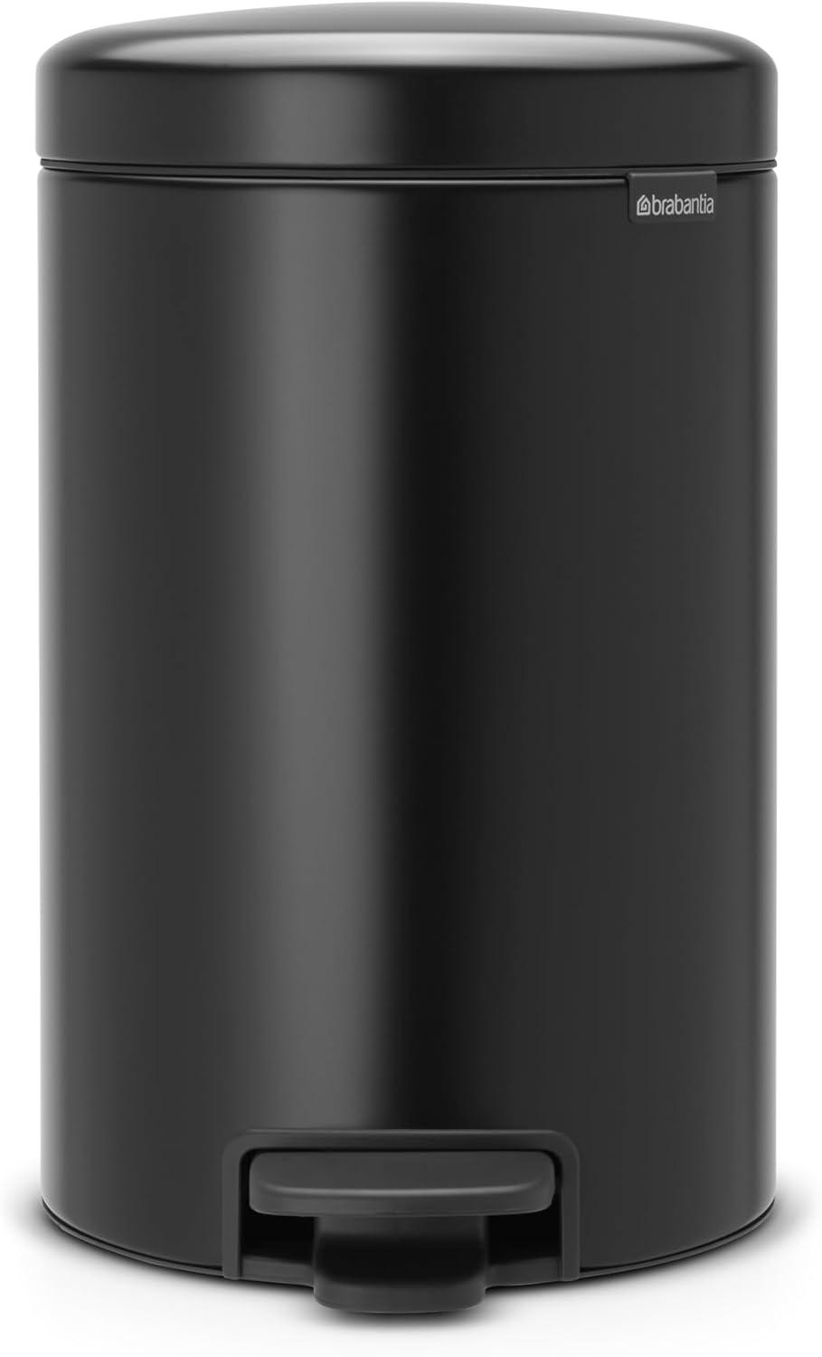 image:imageBrabantia StepOn XS Trash Can Metallic Gold 08 Gallon 3L Bathroom Bedroom Office Trash Can with Light Pedal Opening Handle amp Removable Inner Bucket 66 x 93 x 104 Trash BagsMatt Black