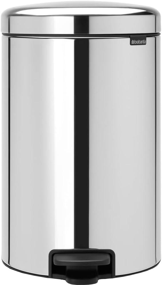 image:imageBrabantia StepOn XS Trash Can Metallic Gold 08 Gallon 3L Bathroom Bedroom Office Trash Can with Light Pedal Opening Handle amp Removable Inner Bucket 66 x 93 x 104 Trash BagsBrilliant Steel