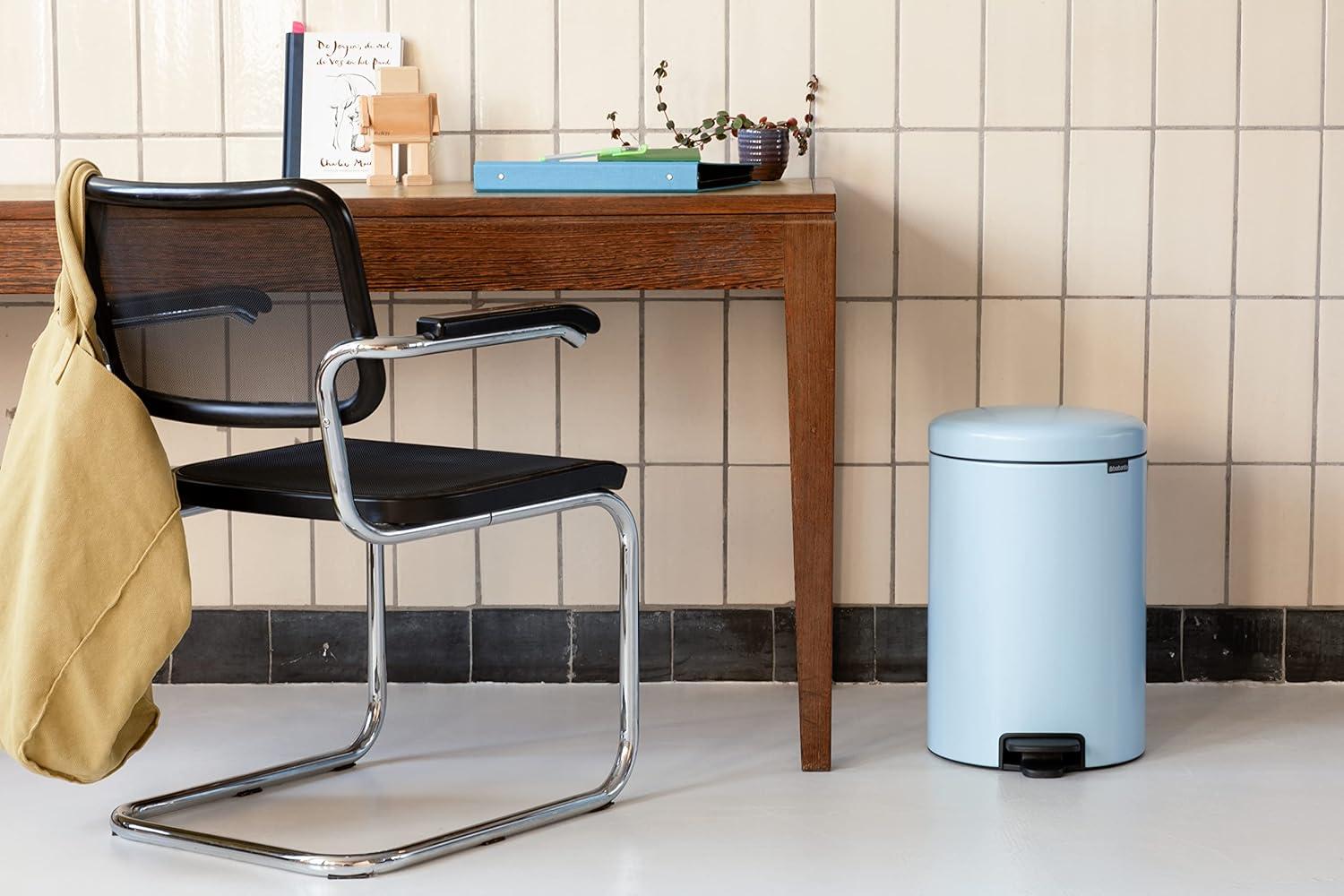 image:imageBrabantia StepOn XS Trash Can Metallic Gold 08 Gallon 3L Bathroom Bedroom Office Trash Can with Light Pedal Opening Handle amp Removable Inner Bucket 66 x 93 x 104 Trash BagsDreamy Blue