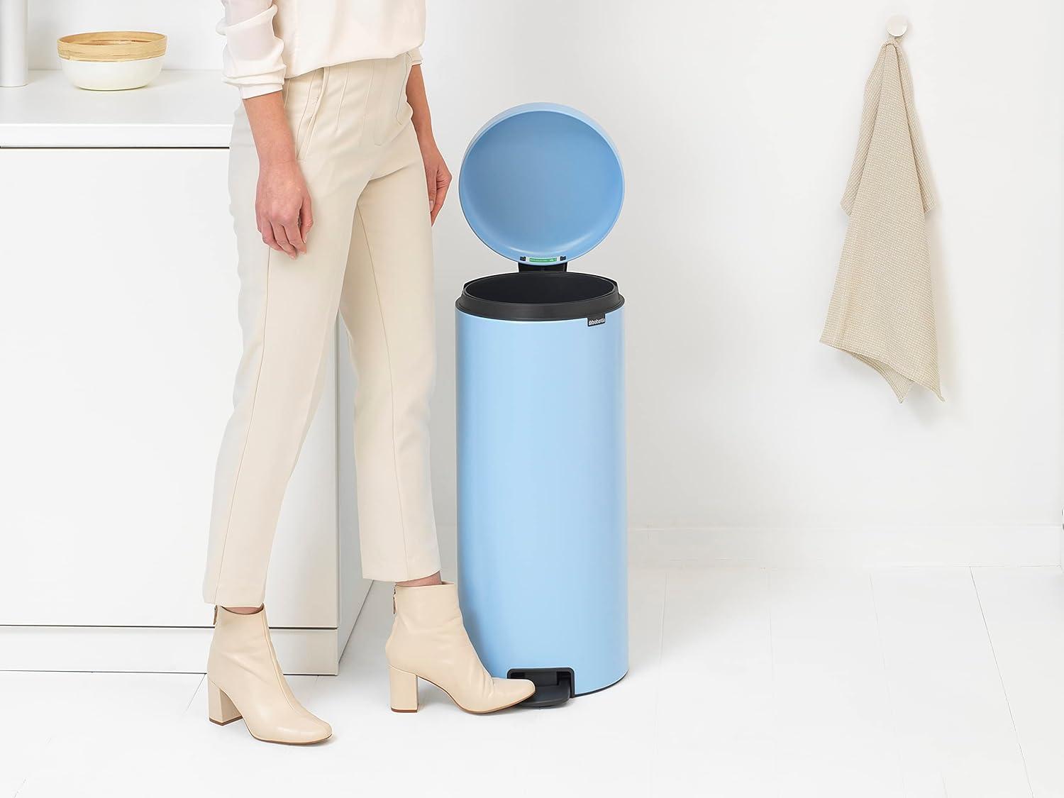 image:imageBrabantia StepOn XS Trash Can Metallic Gold 08 Gallon 3L Bathroom Bedroom Office Trash Can with Light Pedal Opening Handle amp Removable Inner Bucket 66 x 93 x 104 Trash BagsDreamy Blue