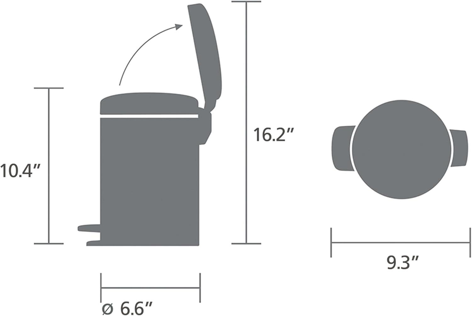 image:imageBrabantia StepOn XS Trash Can Metallic Gold 08 Gallon 3L Bathroom Bedroom Office Trash Can with Light Pedal Opening Handle amp Removable Inner Bucket 66 x 93 x 104 Trash BagsConfident Gray