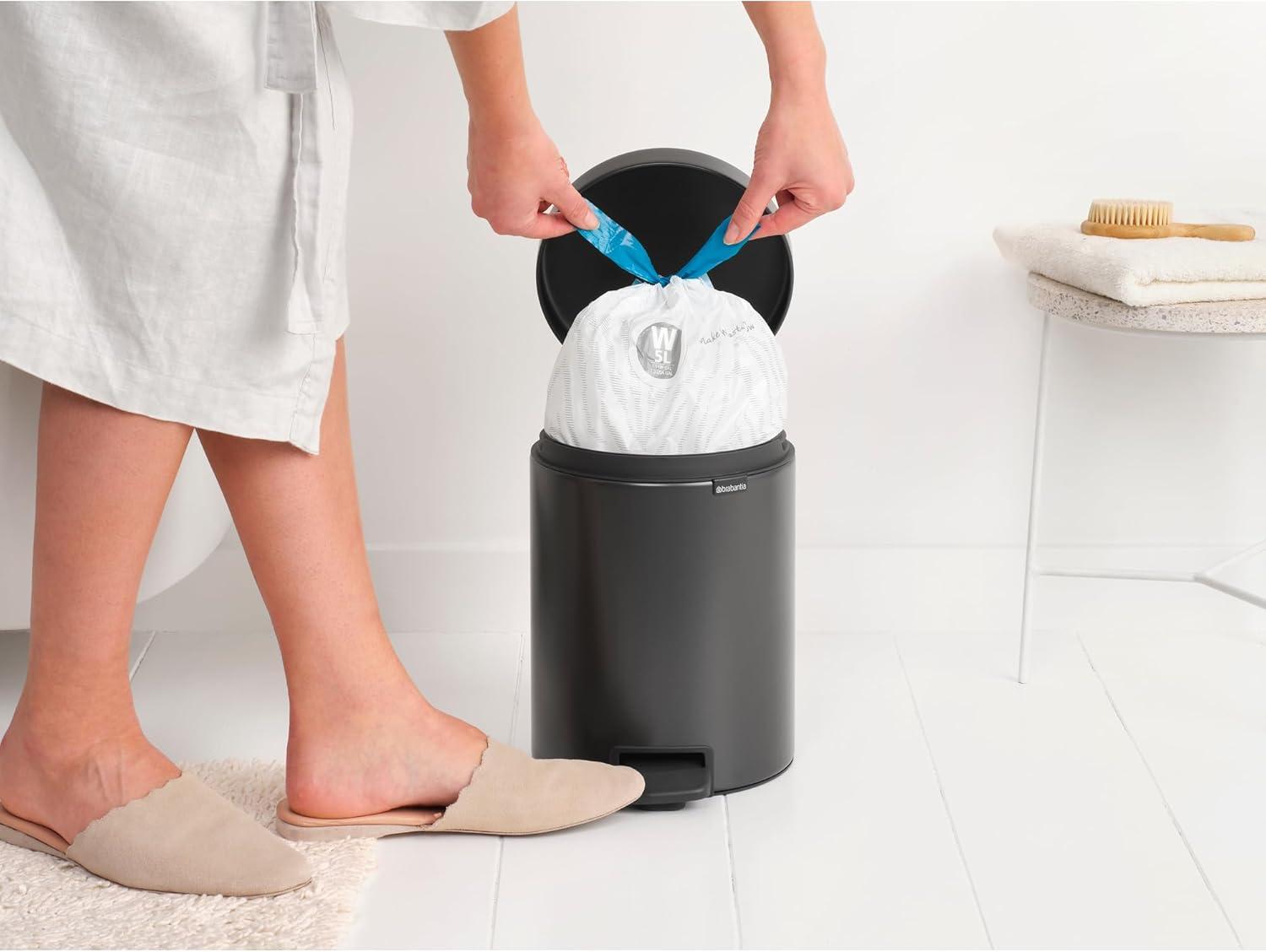 image:imageBrabantia StepOn XS Trash Can Metallic Gold 08 Gallon 3L Bathroom Bedroom Office Trash Can with Light Pedal Opening Handle amp Removable Inner Bucket 66 x 93 x 104 Trash BagsConfident Gray