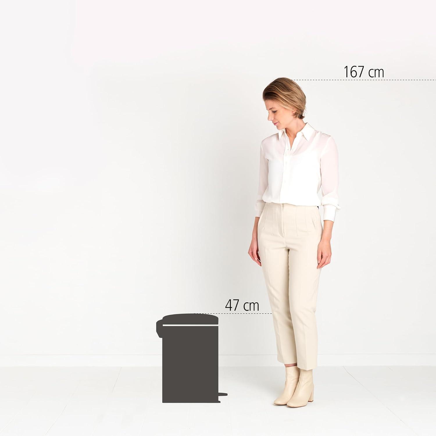 image:imageBrabantia StepOn XS Trash Can Metallic Gold 08 Gallon 3L Bathroom Bedroom Office Trash Can with Light Pedal Opening Handle amp Removable Inner Bucket 66 x 93 x 104 Trash BagsWhite