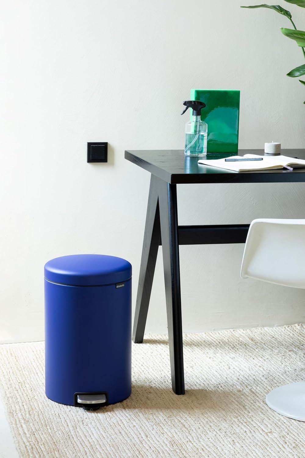image:imageBrabantia StepOn XS Trash Can Metallic Gold 08 Gallon 3L Bathroom Bedroom Office Trash Can with Light Pedal Opening Handle amp Removable Inner Bucket 66 x 93 x 104 Trash BagsMineral Powerful Blue