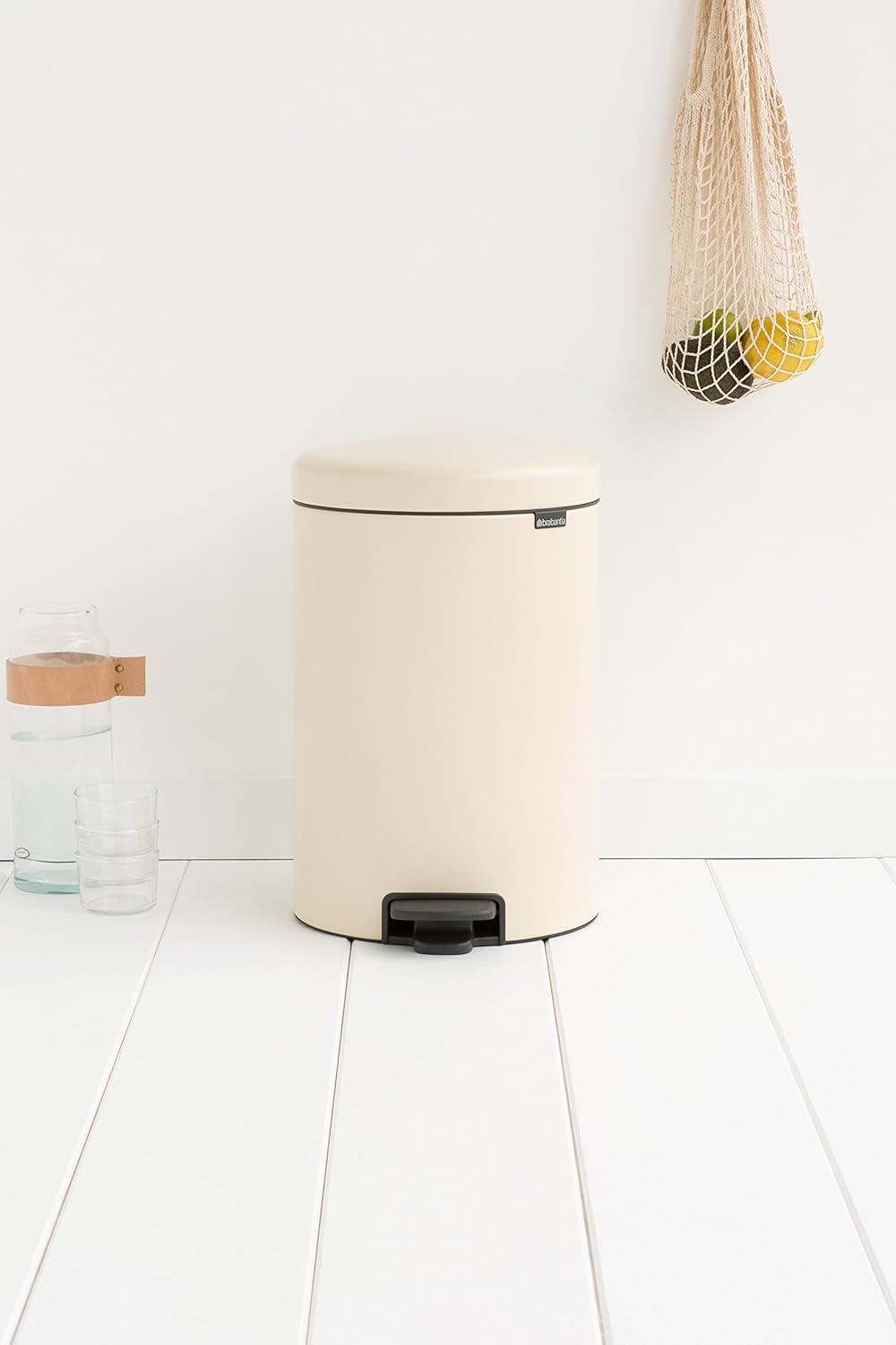 image:imageBrabantia StepOn XS Trash Can Metallic Gold 08 Gallon 3L Bathroom Bedroom Office Trash Can with Light Pedal Opening Handle amp Removable Inner Bucket 66 x 93 x 104 Trash BagsAlmond