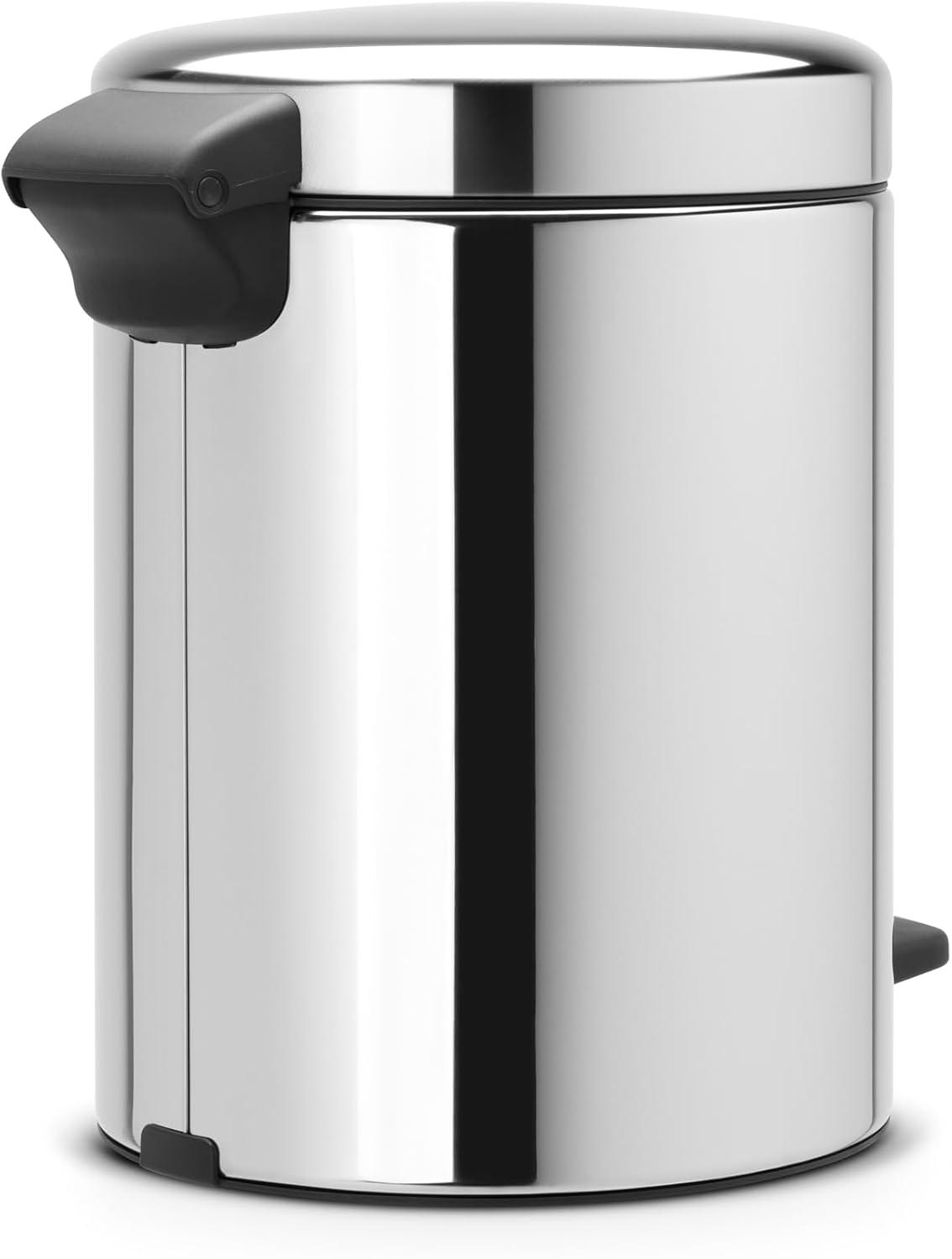 image:imageBrabantia StepOn XS Trash Can Metallic Gold 08 Gallon 3L Bathroom Bedroom Office Trash Can with Light Pedal Opening Handle amp Removable Inner Bucket 66 x 93 x 104 Trash BagsBrilliant Steel