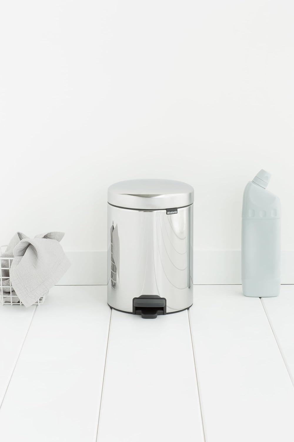 image:imageBrabantia StepOn XS Trash Can Metallic Gold 08 Gallon 3L Bathroom Bedroom Office Trash Can with Light Pedal Opening Handle amp Removable Inner Bucket 66 x 93 x 104 Trash BagsBrilliant Steel