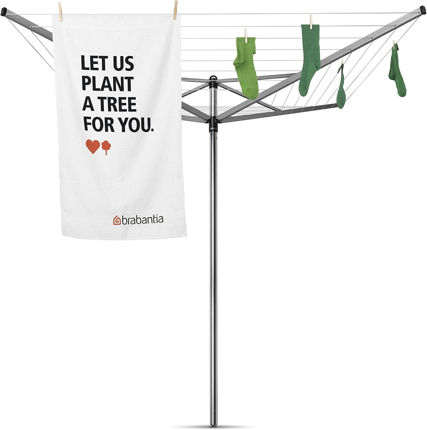 image:imageBrabantia Topspinner Outdoor 4 Arm Spinning Clothesline 164 ft 18 Rotating Folding Clothes Drying Rack Concrete Ground Tube GrayGray