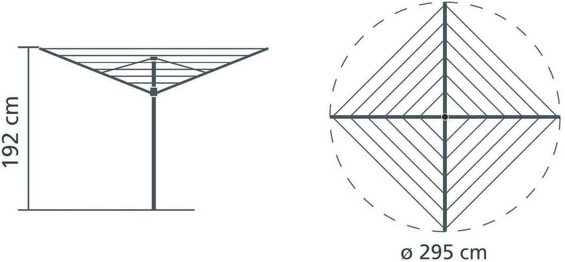 image:imageBrabantia Topspinner Outdoor 4 Arm Spinning Clothesline 164 ft 18 Rotating Folding Clothes Drying Rack Concrete Ground Tube GrayGray