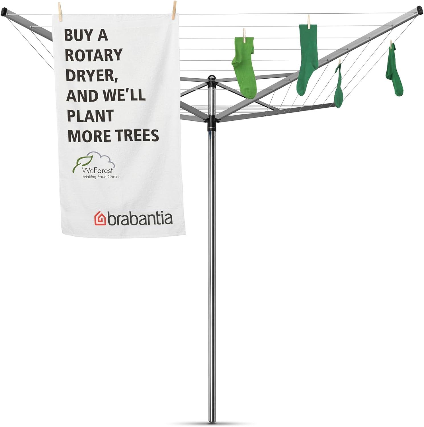 image:imageBrabantia Topspinner Outdoor 4 Arm Spinning Clothesline 164 ft 18 Rotating Folding Clothes Drying Rack Concrete Ground Tube GrayGray