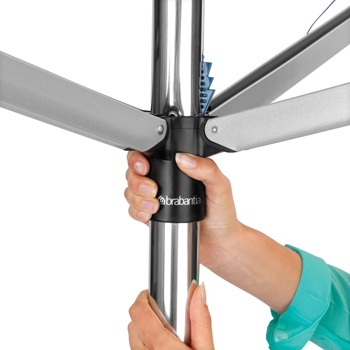 image:imageBrabantia Topspinner Outdoor 4 Arm Spinning Clothesline 164 ft 18 Rotating Folding Clothes Drying Rack Concrete Ground Tube GrayGray