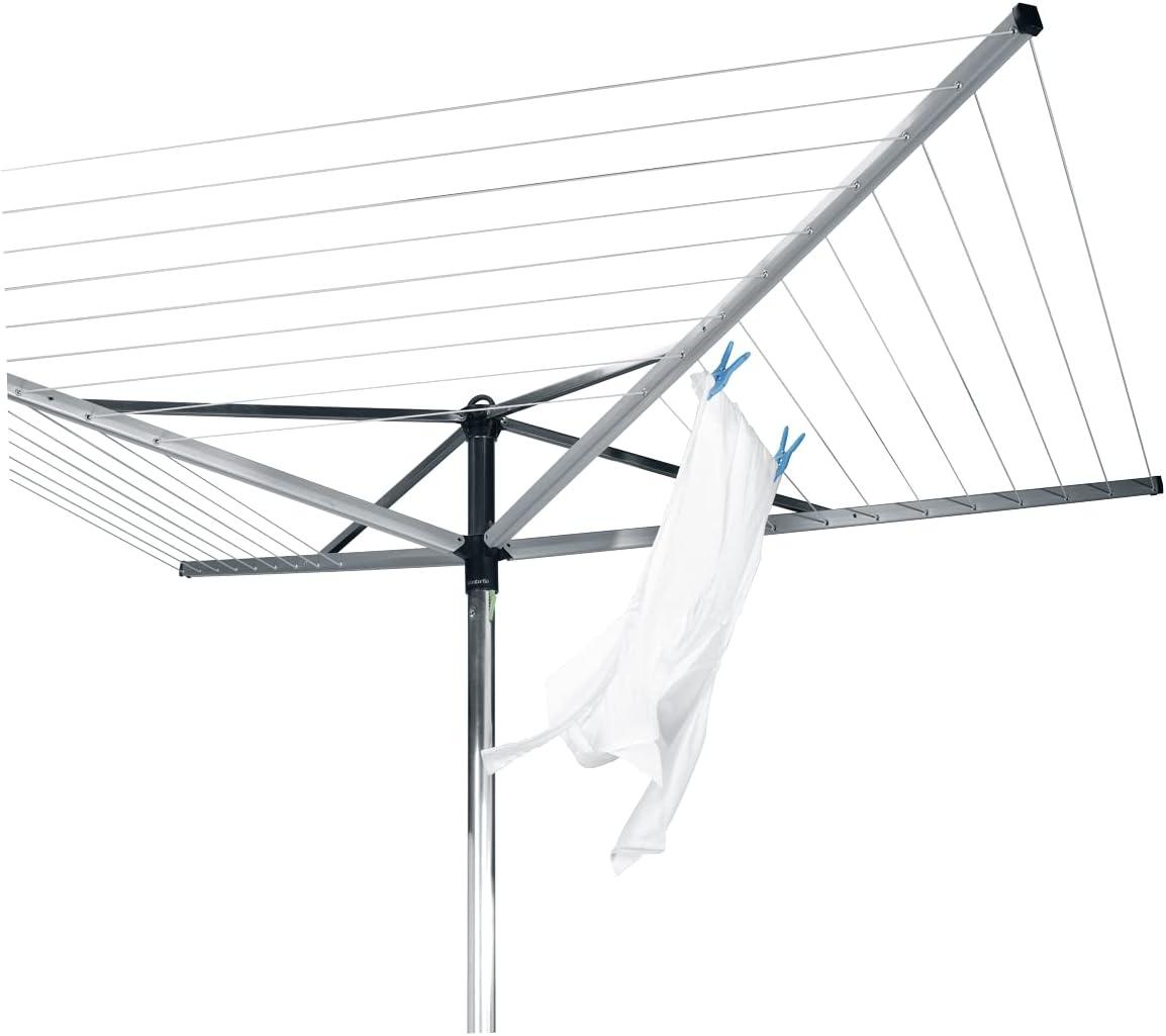 image:imageBrabantia Topspinner Outdoor 4 Arm Spinning Clothesline 164 ft 18 Rotating Folding Clothes Drying Rack Concrete Ground Tube GrayGray