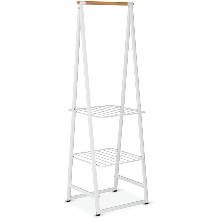 image:imageBrabantia Linn Clothes Rack Compact Free Standing Clothing Rail Clothes Storage Hang Air or Dry Clothes Sturdy Steel Frame amp Bamboo Rod 19 x 13 x 67 inches BlackWhite