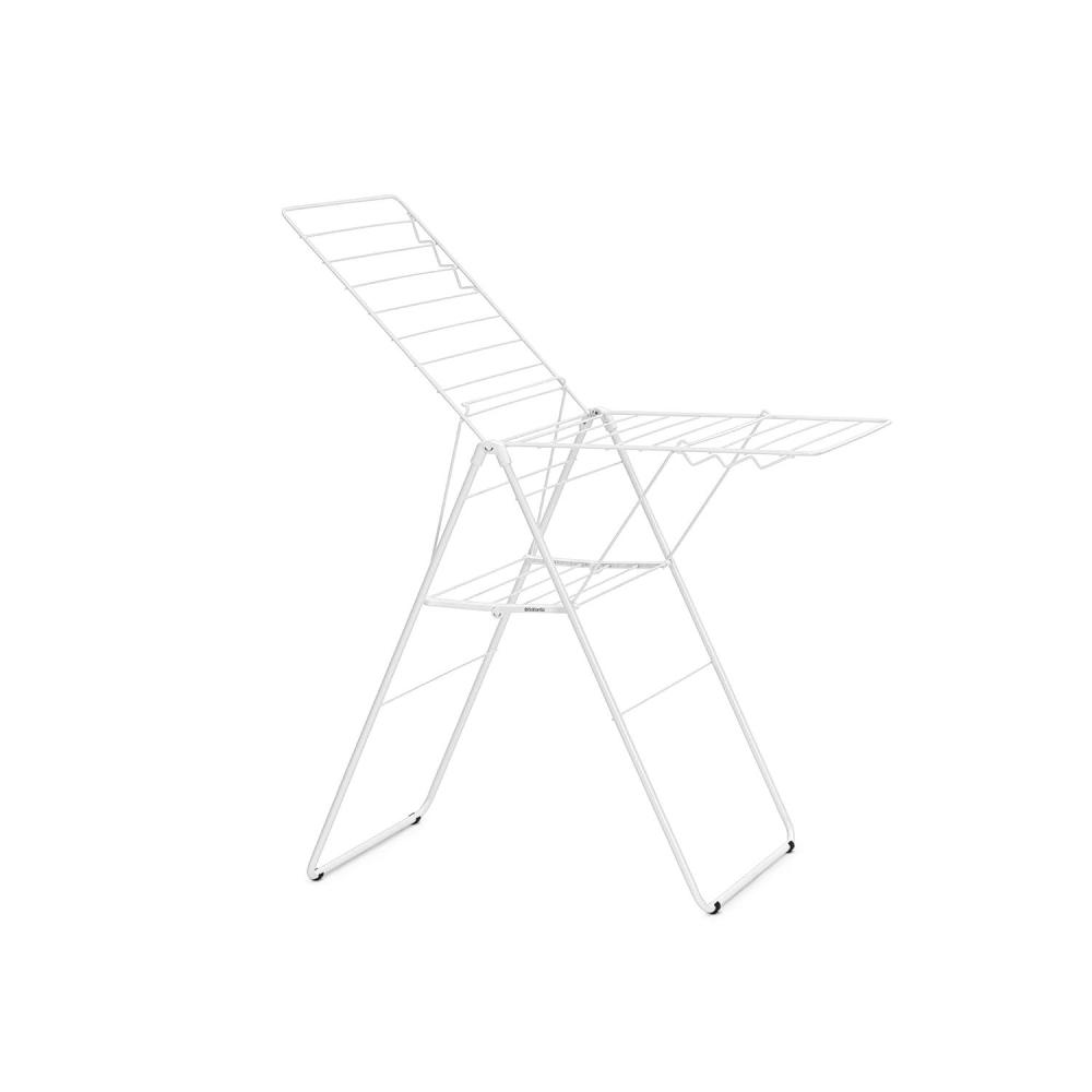 image:imageBrabantia HangOn Clothes Drying Rack 82ft 25m White Large Indoor Clothes Airer Laundry Stand with 2 FoldOut Wings amp Hanger Hooks Folds Flat Fits 2 Full LoadsFresh White