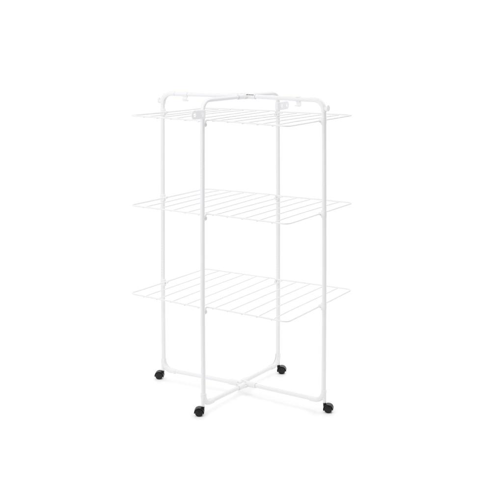 image:imageBrabantia HangOn Tower Clothes Drying Rack with Wheels 76ft 23m White Tall 3Tier Indoor Clothes Airer with Adjustable Shelves for Towels Folds Flat to Save Space Fits 2 Full LoadsWhite