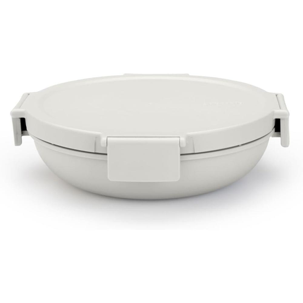 image:imageBrabantia Make amp Take Breakfast Bowl with Removable Clear Compartment for Toppings Jade Green 100 Leakproof Microwave amp Freezer Safe Oats Fruit Cereal Container 17 fl ozLight Grey